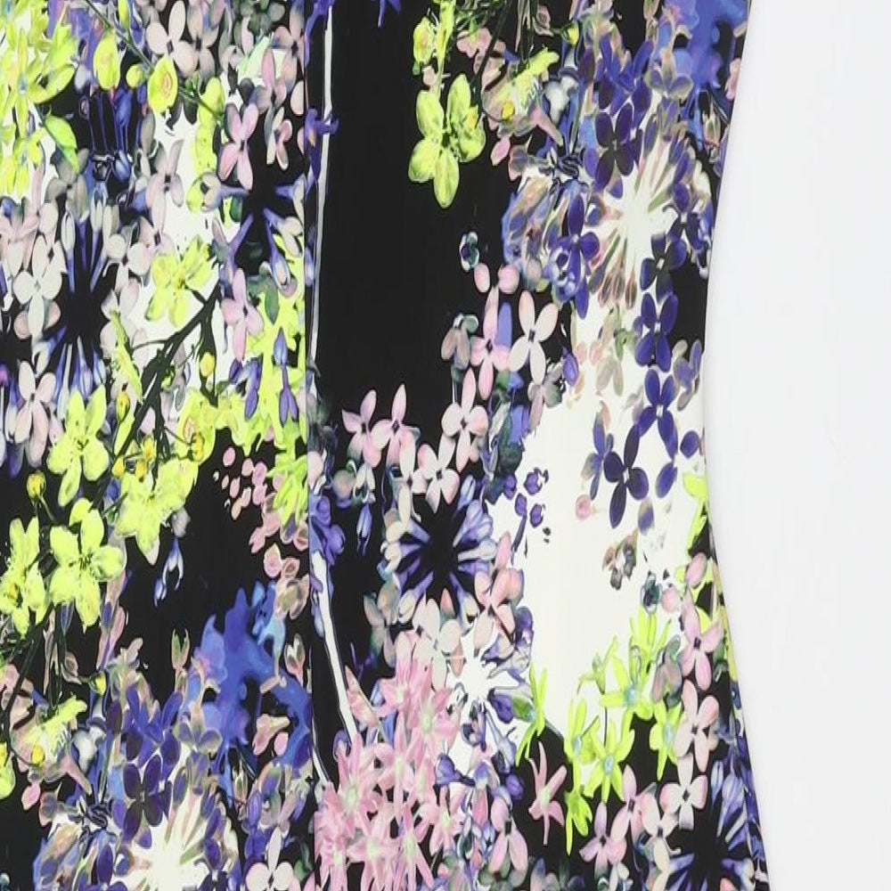 Marks and Spencer Womens Multicoloured Floral Polyester Pencil Dress Size 12 Round Neck Zip