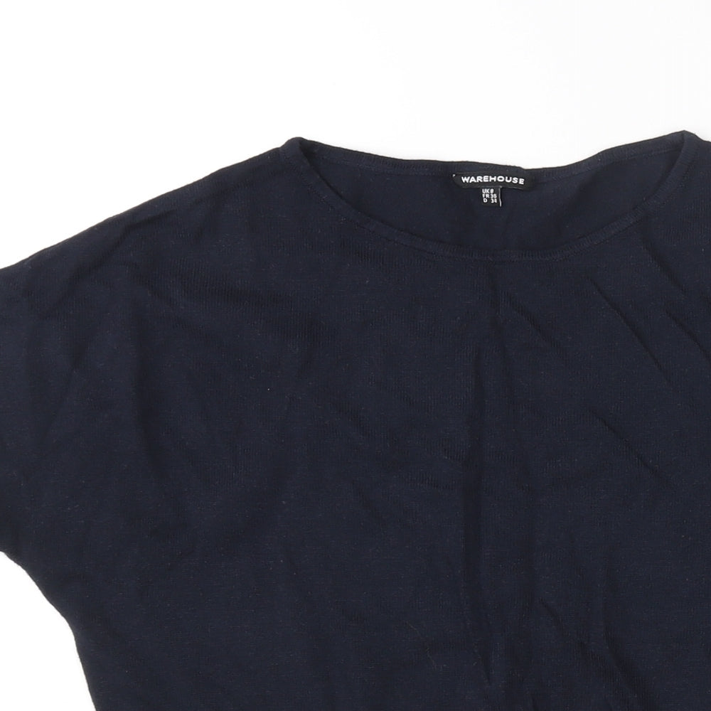 Warehouse Womens Blue Round Neck Polyester Pullover Jumper Size 8