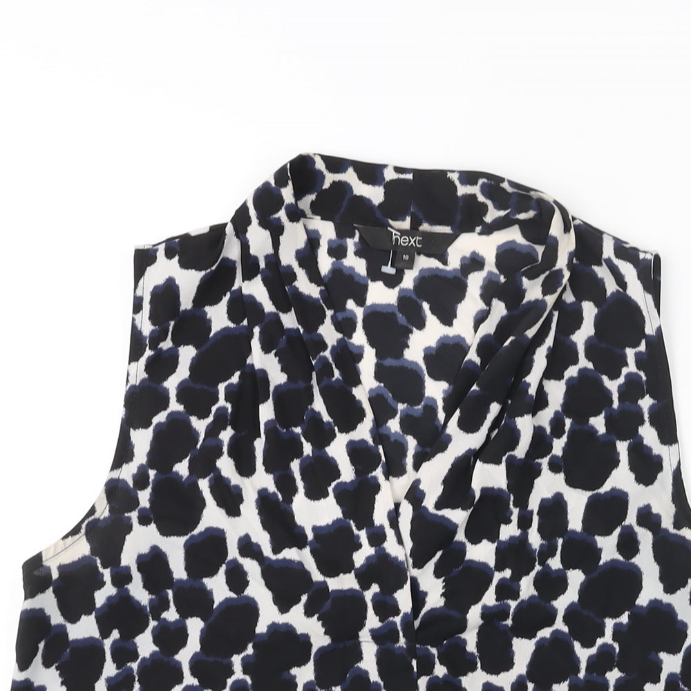 NEXT Womens Black Geometric Polyester Camisole Blouse Size 10 V-Neck