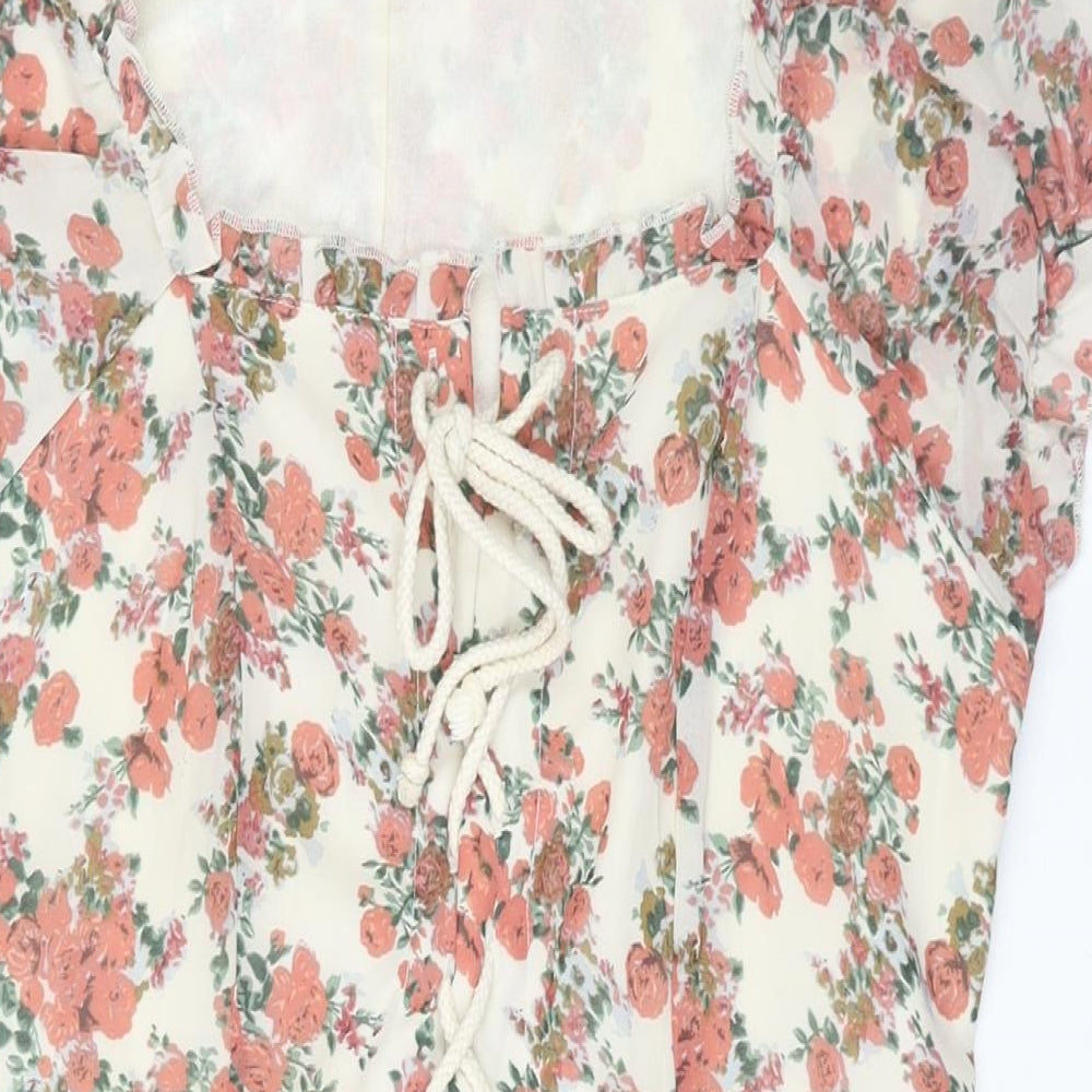 Nasty Gal Womens Multicoloured Floral Polyester Shift Size 14 Sweetheart Zip - Lace Up Detail