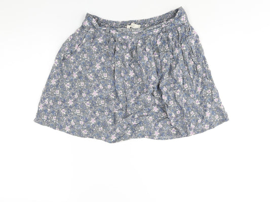 Indigo Womens Grey Floral Viscose A-Line Skirt Size 12