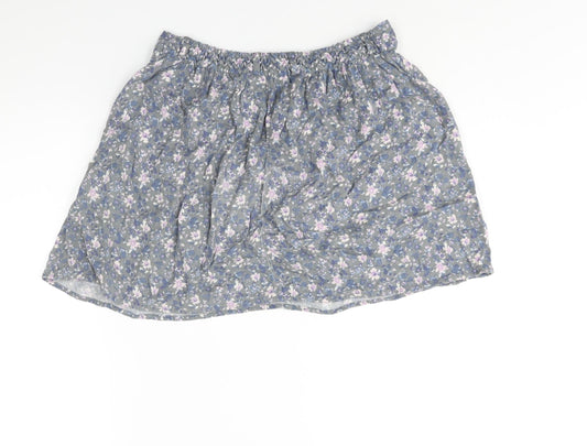 Indigo Womens Grey Floral Viscose A-Line Skirt Size 12