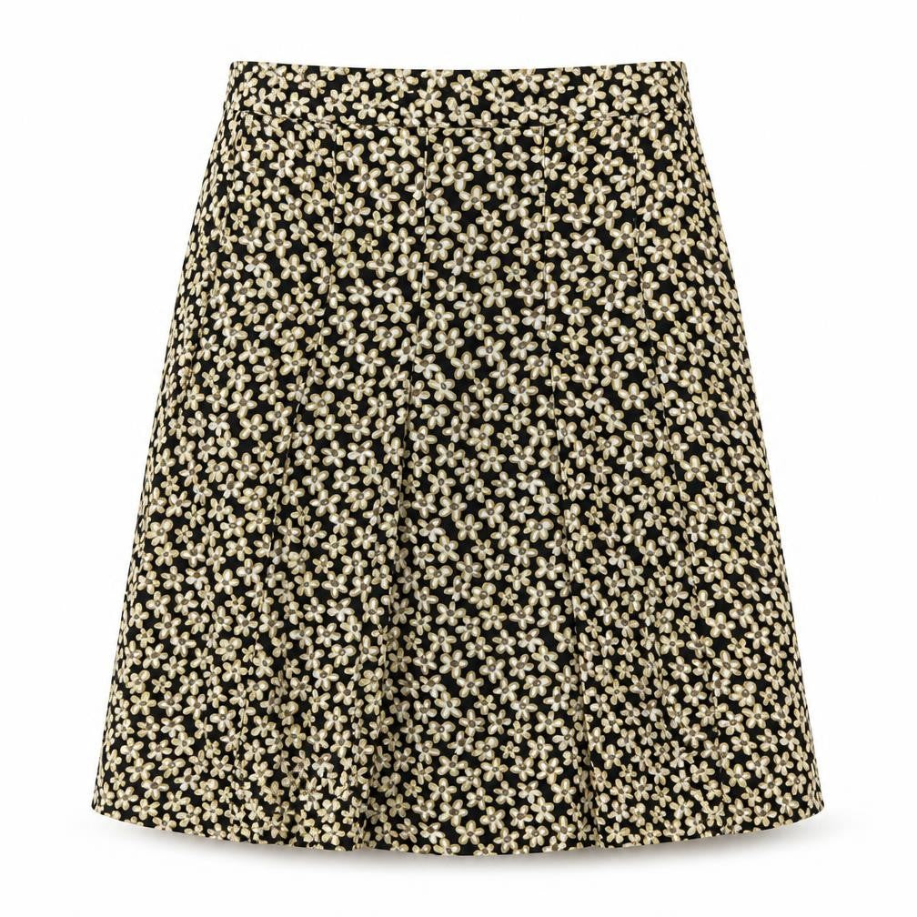 ANNE WEYBURN Womens Yellow Floral Polyester A-Line Skirt Size 36 in Zip
