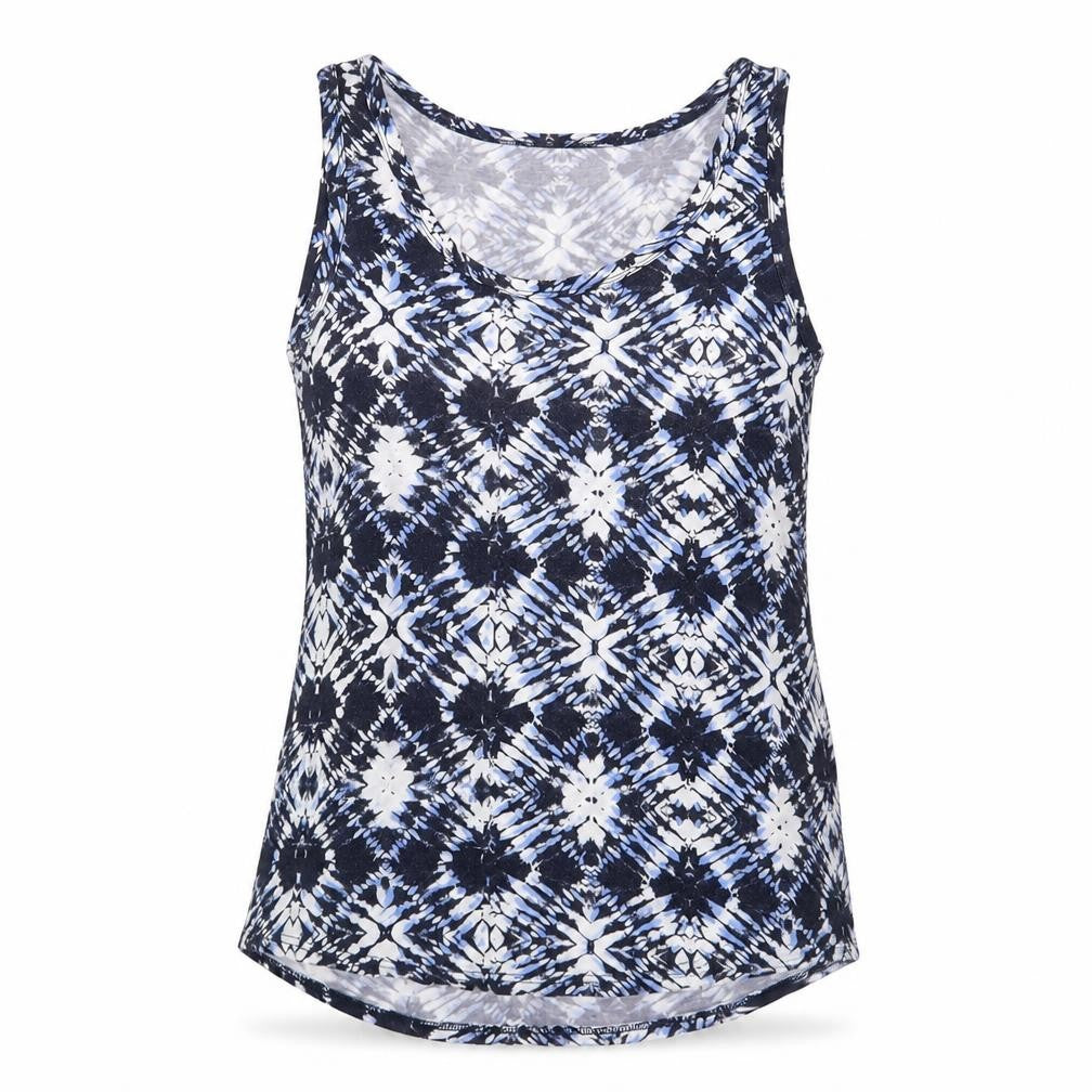 Dorothy Perkins Womens Blue Geometric Viscose Basic Tank Size 10 Scoop Neck