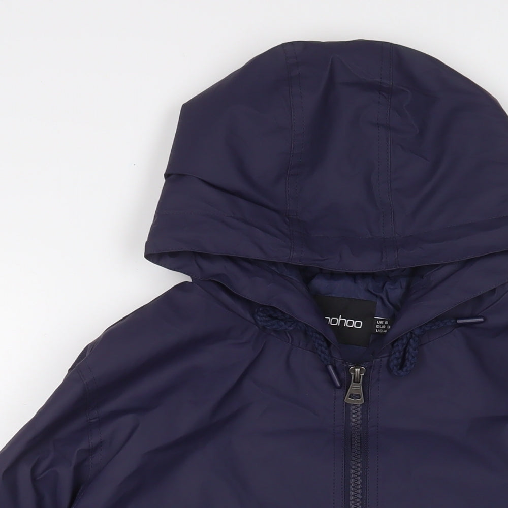 Boohoo Womens Blue Jacket Size 8 Zip