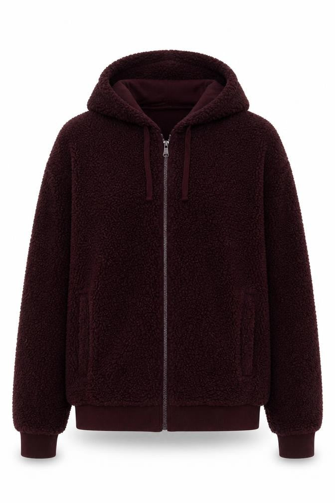 Front view of A.M. London women’s red jacket, size M, zip - pockets