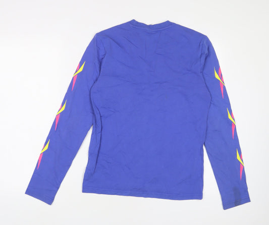 Reebok Womens Purple Cotton Basic T-Shirt Size XS Crew Neck - Logo