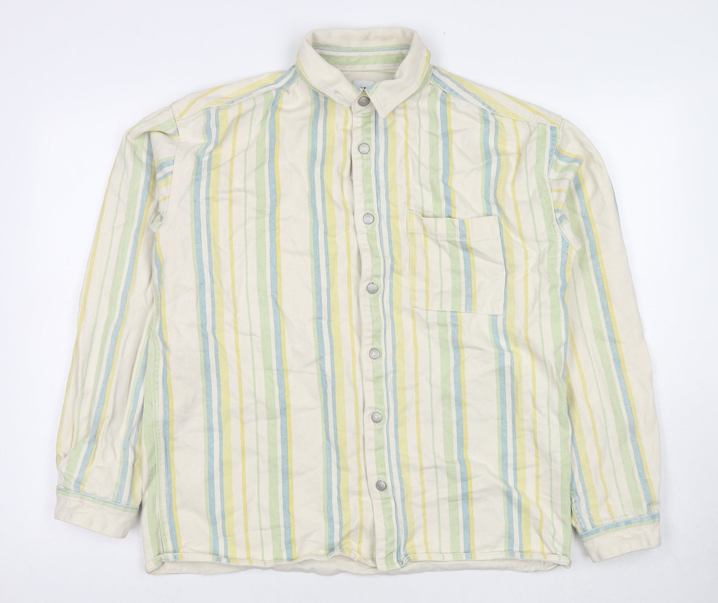 Zara Womens Beige Striped Jacket Size M Zip