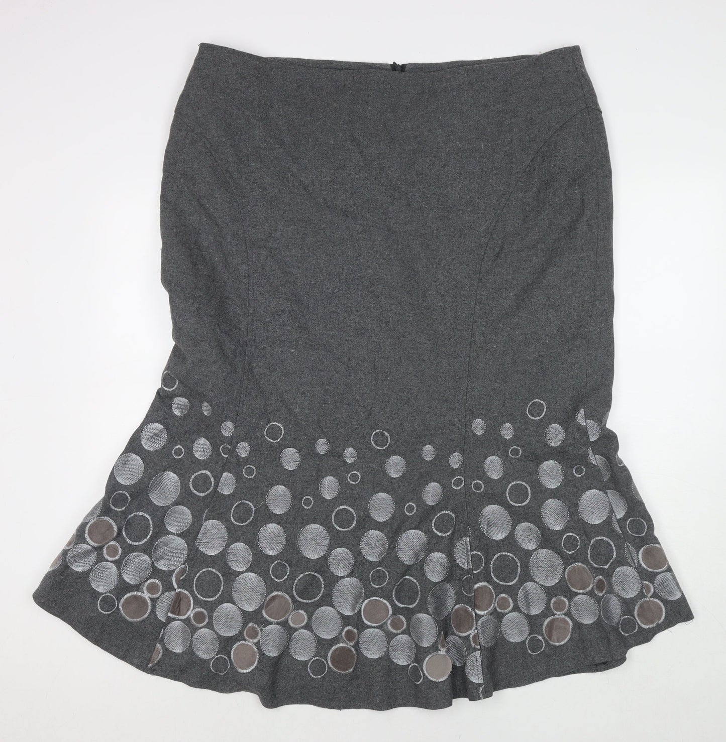 Gerard Womens Grey Polka Dot Wool Trumpet Skirt Size 22 Zip