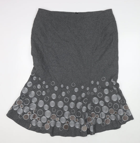 Gerard Womens Grey Polka Dot Wool Trumpet Skirt Size 22 Zip