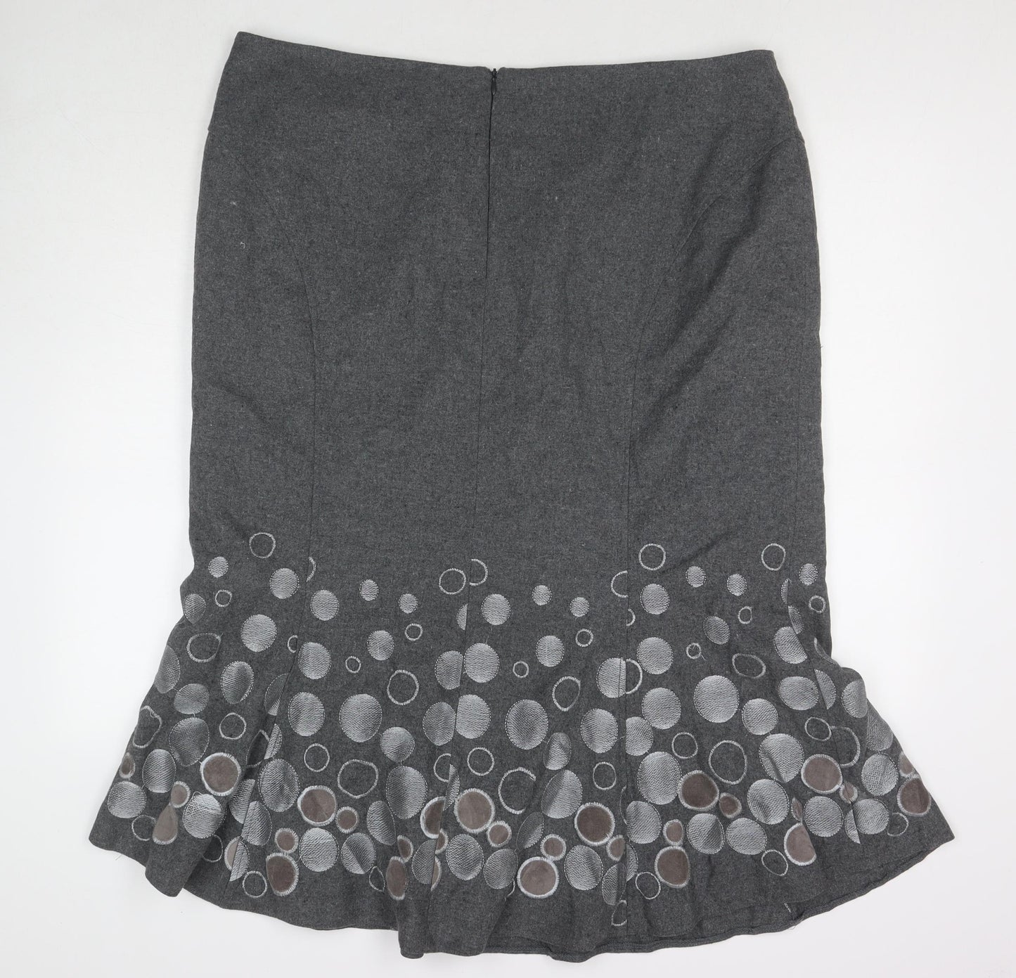 Gerard Womens Grey Polka Dot Wool Trumpet Skirt Size 22 Zip