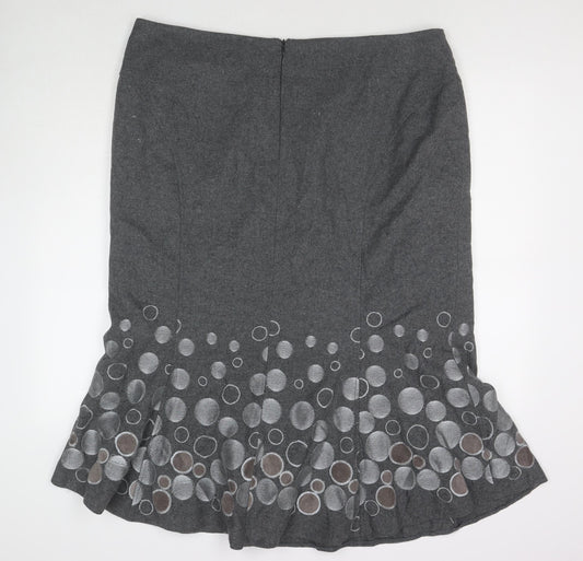 Gerard Womens Grey Polka Dot Wool Trumpet Skirt Size 22 Zip