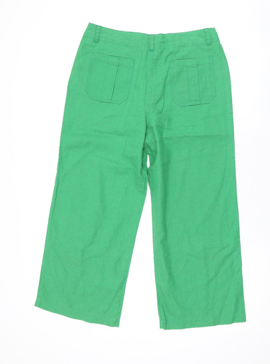Epilogue Womens Green Linen Trousers Size 10 L23 in Regular Zip