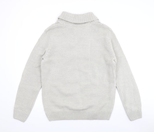 Selezione Grigio Mens Beige V-Neck Wool Pullover Jumper Size M Long Sleeve