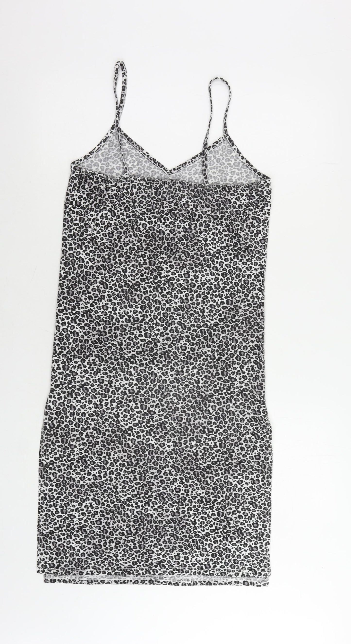 Boohoo Womens Grey Animal Print Polyester Slip Dress Size 8 V-Neck Pullover