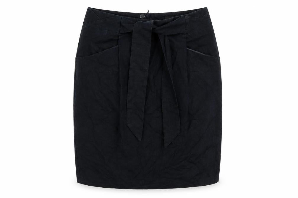 Marks and Spencer Womens Blue Linen Straight & Pencil Skirt Size 14 Zip - Pockets