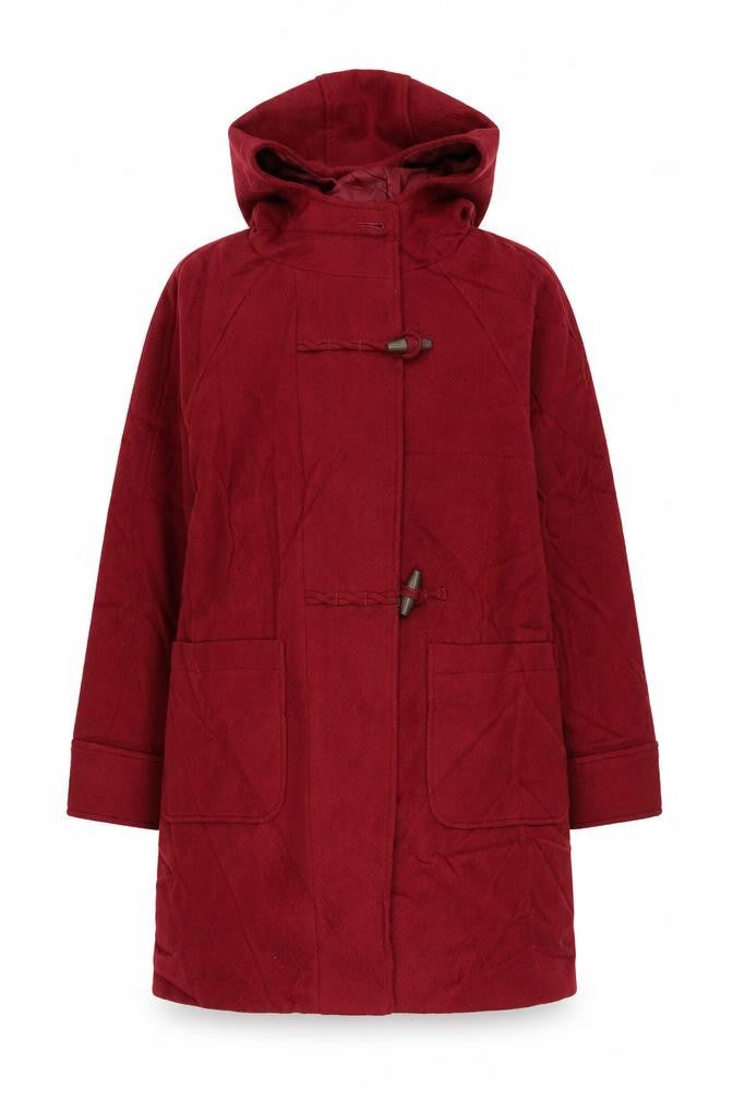 Marks & Spencer Womens Red Pea Coat Coat Size 12 Zip - Hooded