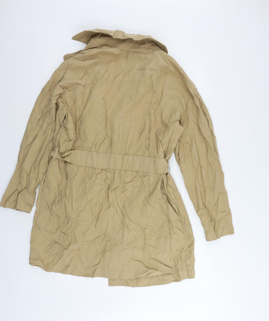 Marks and Spencer Womens Beige Overcoat Coat Size 14 - Belted