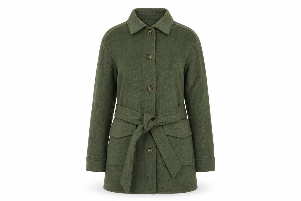 Marks & Spencer Womens Green Pea Coat Coat Size 10 Button - Belted