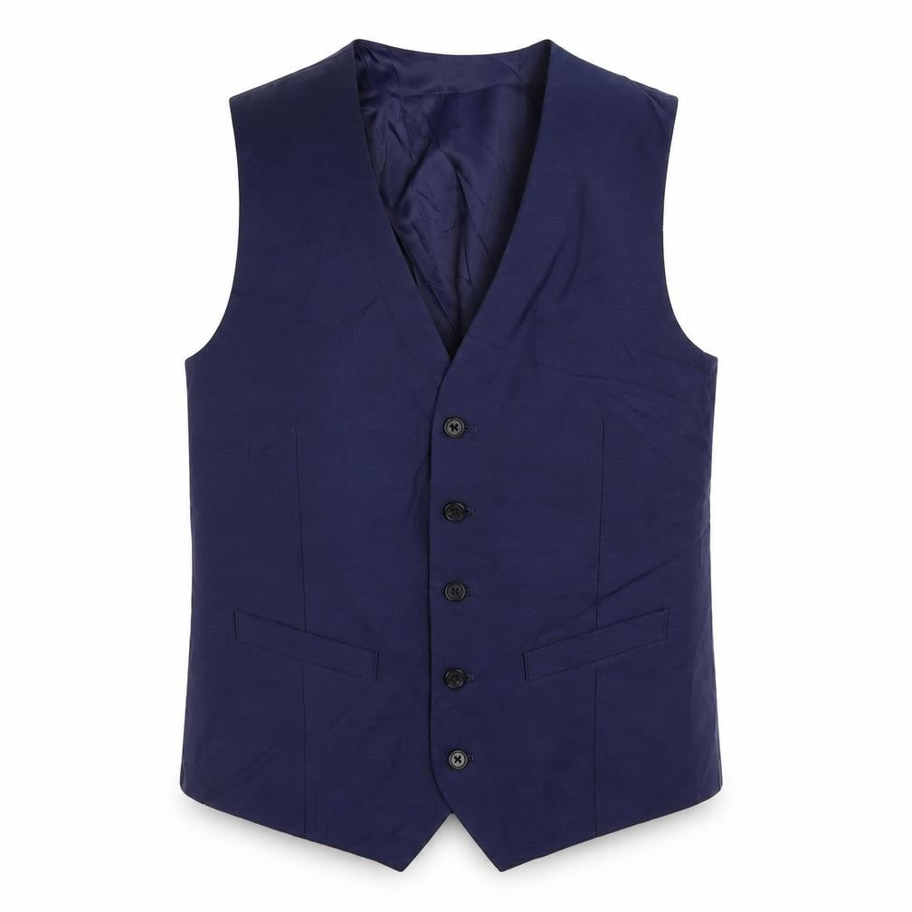 Marks and Spencer Mens Blue Polyester Jacket Suit Waistcoat Size 38 Regular