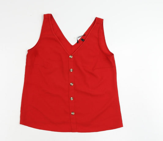 Womens UK Size M VERO MODA Red Polyester Tank