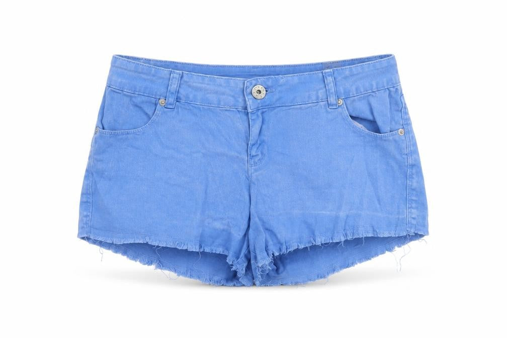 Select Womens Blue Cotton Hot Pants Shorts Size 12 L3 in Regular Button