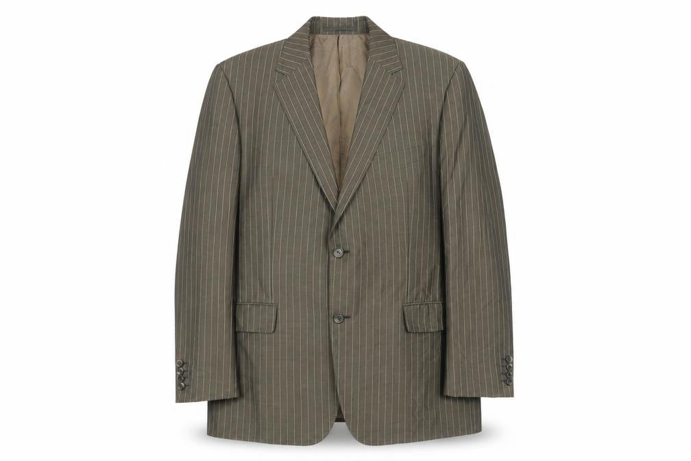 BOSS Mens Brown Striped Wool Jacket Suit Jacket Size 44 Regular