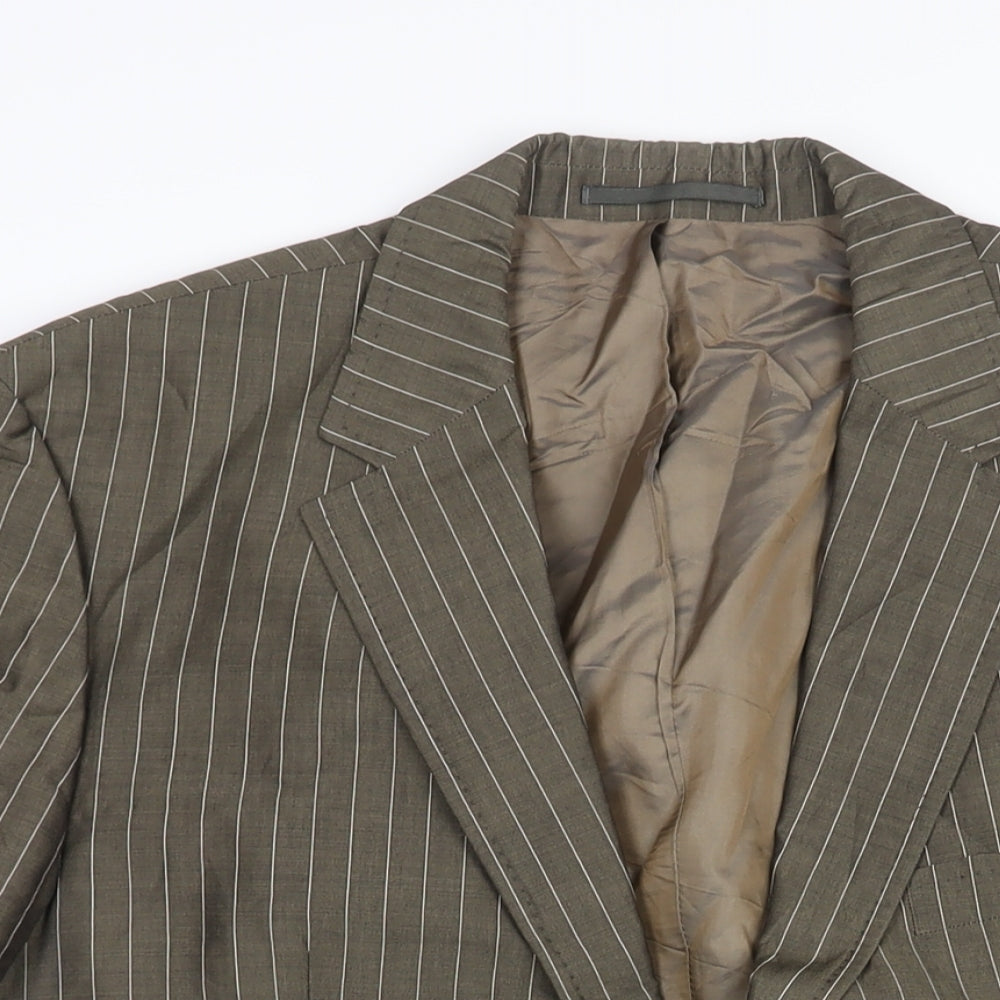 Boss Mens Brown Striped Wool Jacket Suit Jacket Size 44 Regular