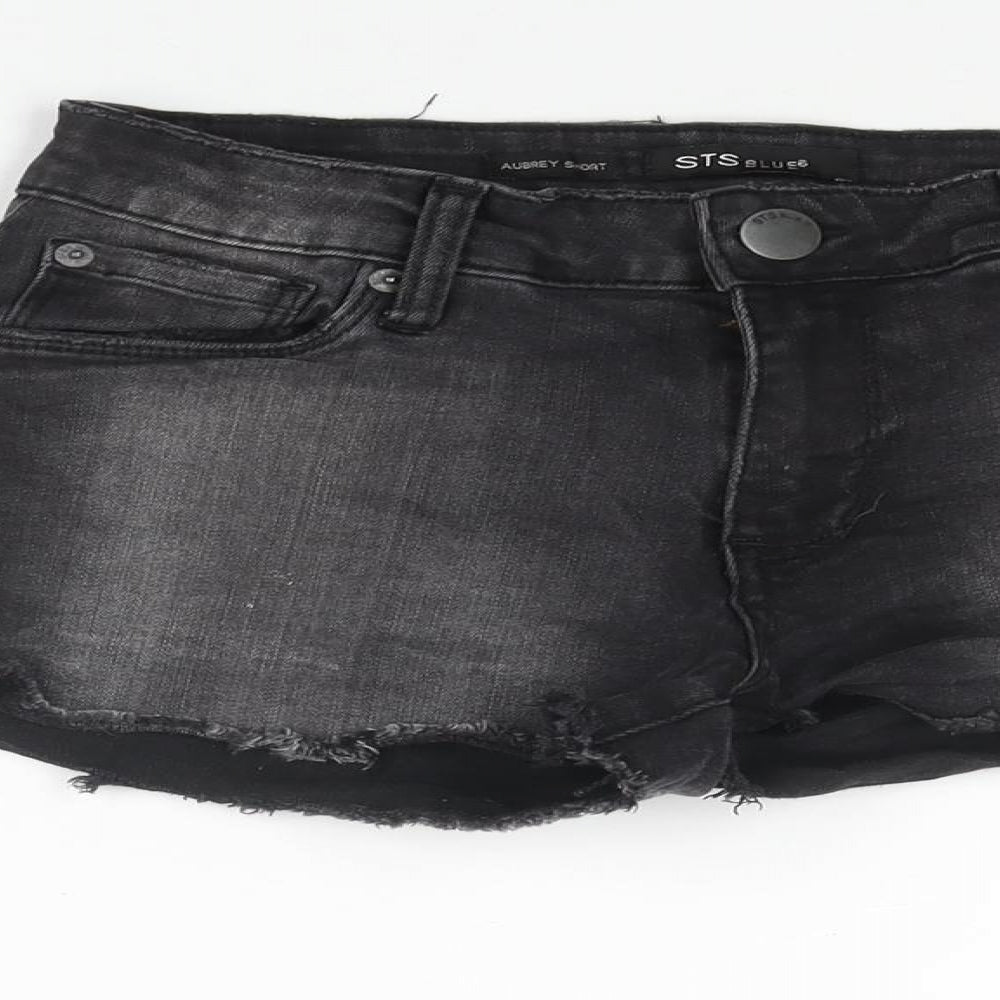 STS Blue Womens Black Cotton Cut-Off Shorts Size 24 in Regular Zip