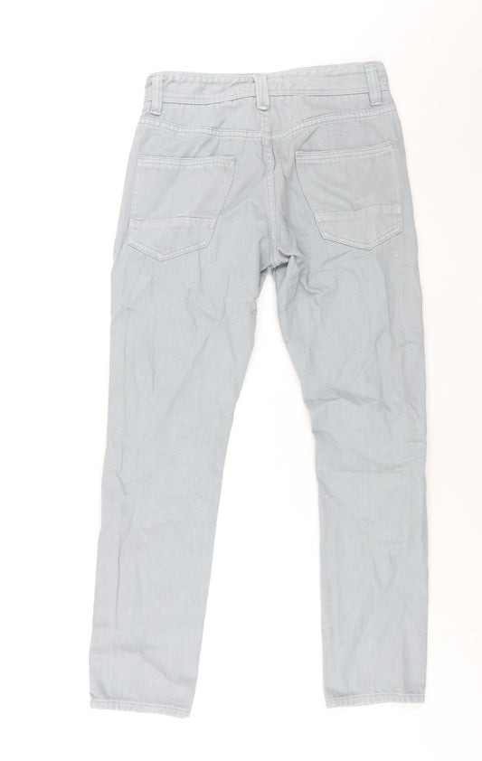 Topman Womens Blue Cotton Straight Jeans Size 30 L29 in Regular Zip