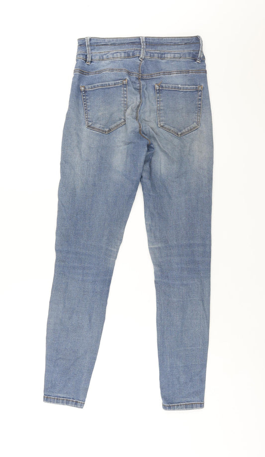 Denim & Co. Womens Blue Cotton Skinny Jeans Size 10 L28 in Regular Zip