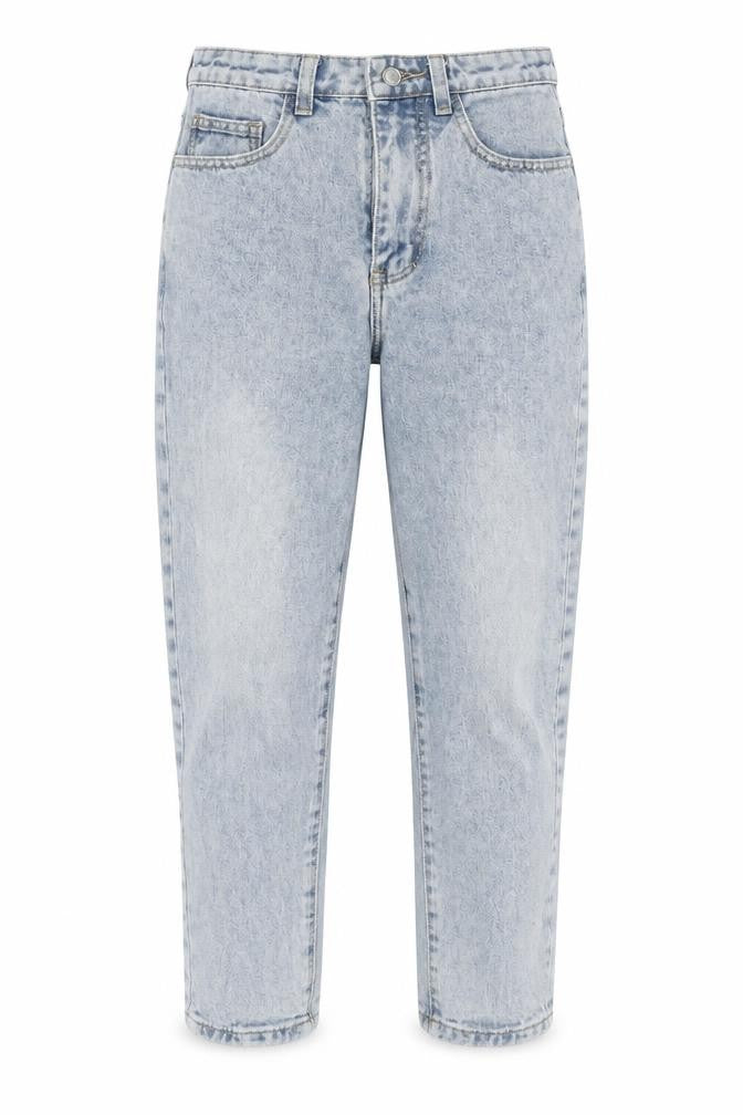 PRETTYLITTLETHING Womens Blue Cotton Tapered Jeans Size 4 L25 in Regular Zip