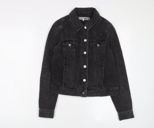 Topshop Womens Black Jacket Size 8 Button - Studded