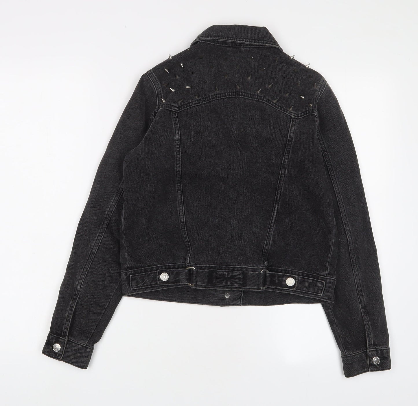 Topshop Womens Black Jacket Size 8 Button - Studded