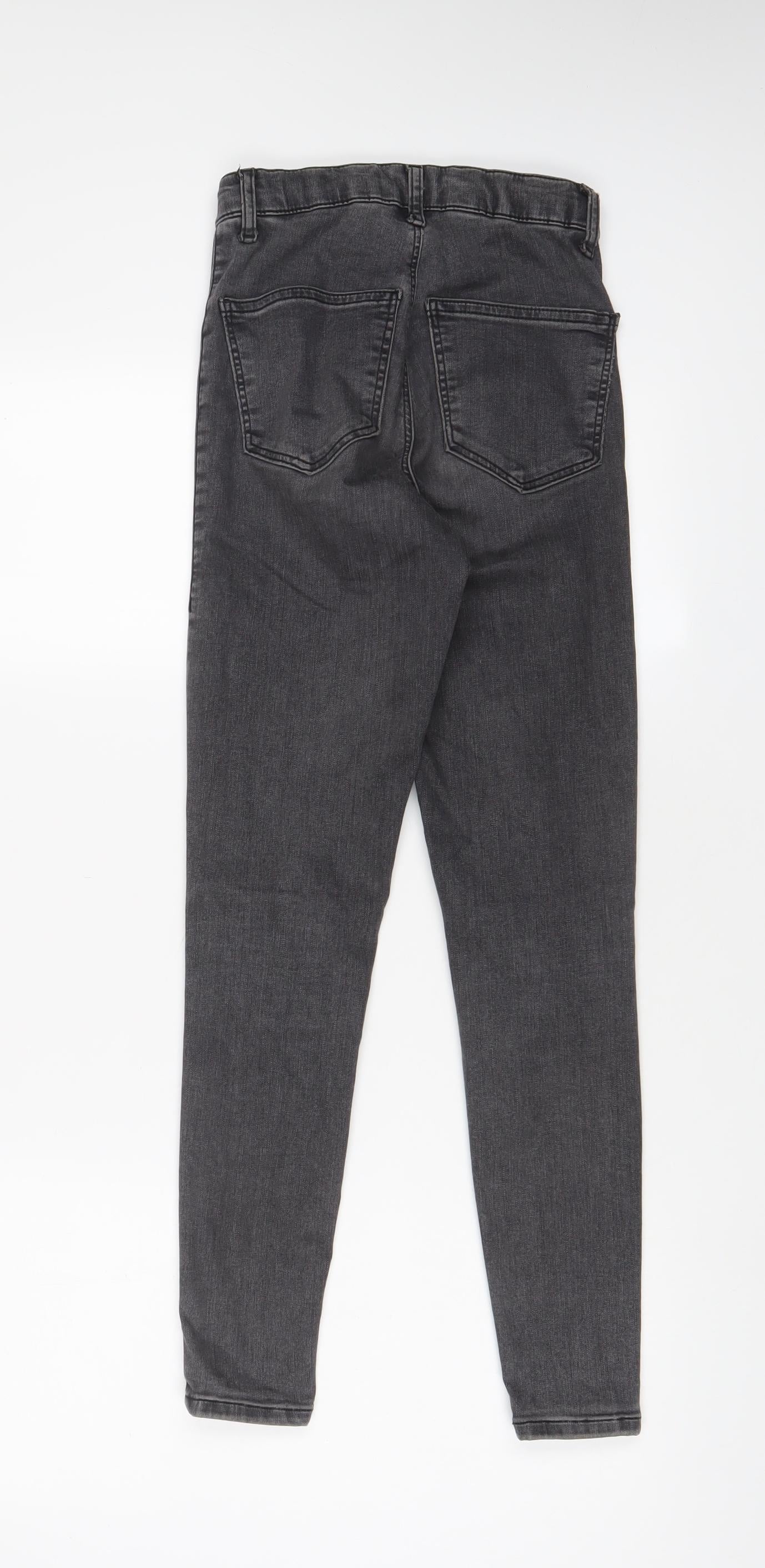 Topshop Womens Grey Cotton Skinny Jeans Size 26 in L26 in Regular Zip