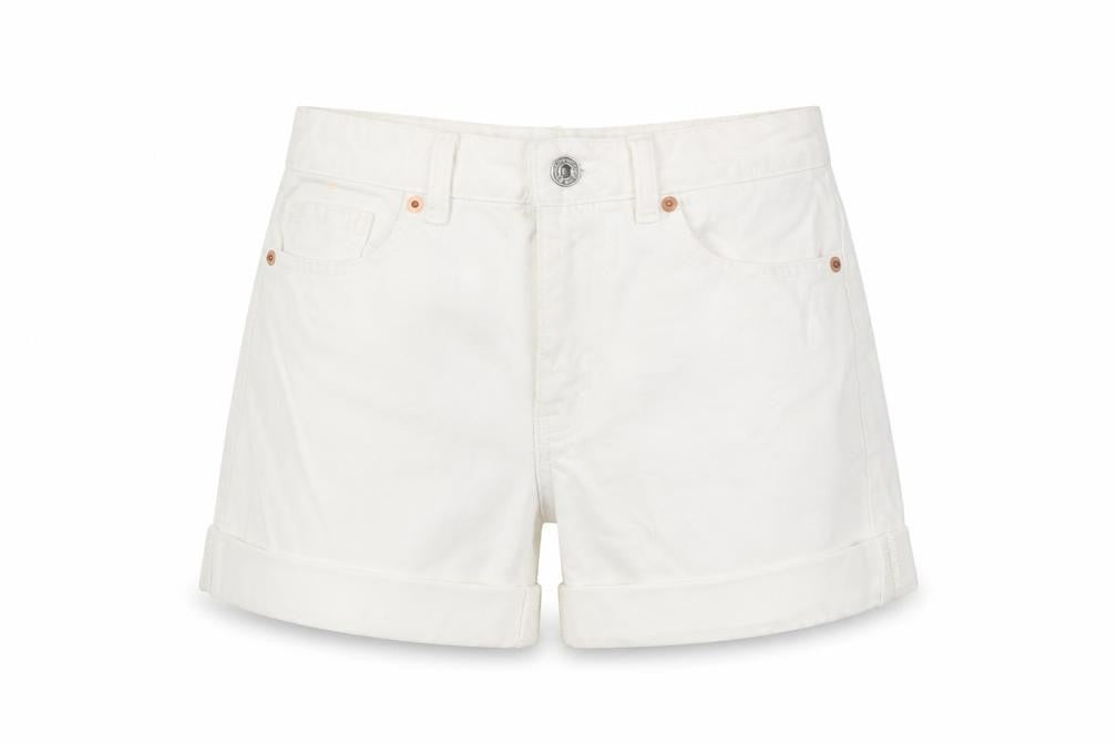 Mango Womens White Cotton Mom Shorts Size 6 L3 in Regular Zip