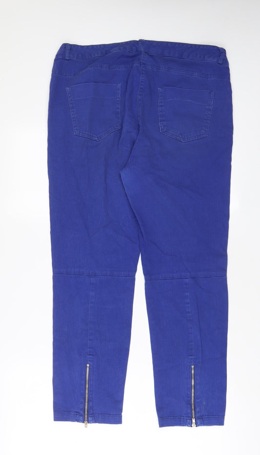 Kaleidoscope Womens Blue Cotton Skinny Jeans Size 18 L28 in Regular Zip - Ankle zip