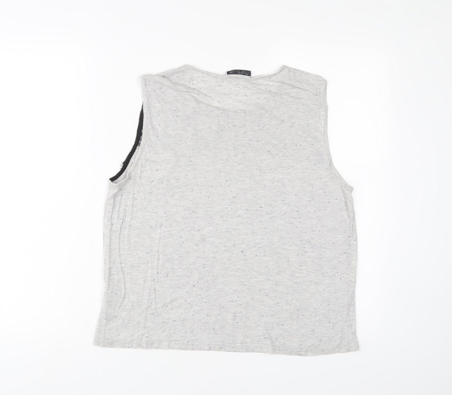Topshop Womens Grey Polyester Basic Tank Size 10 Boat Neck - Lace