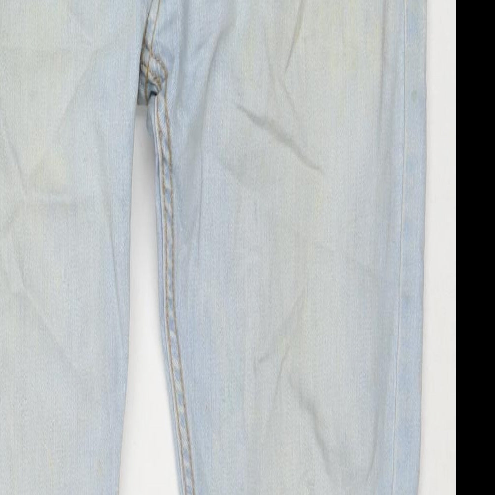 Topman Mens Blue Cotton Straight Jeans Size 32 in L30 in Regular Zip
