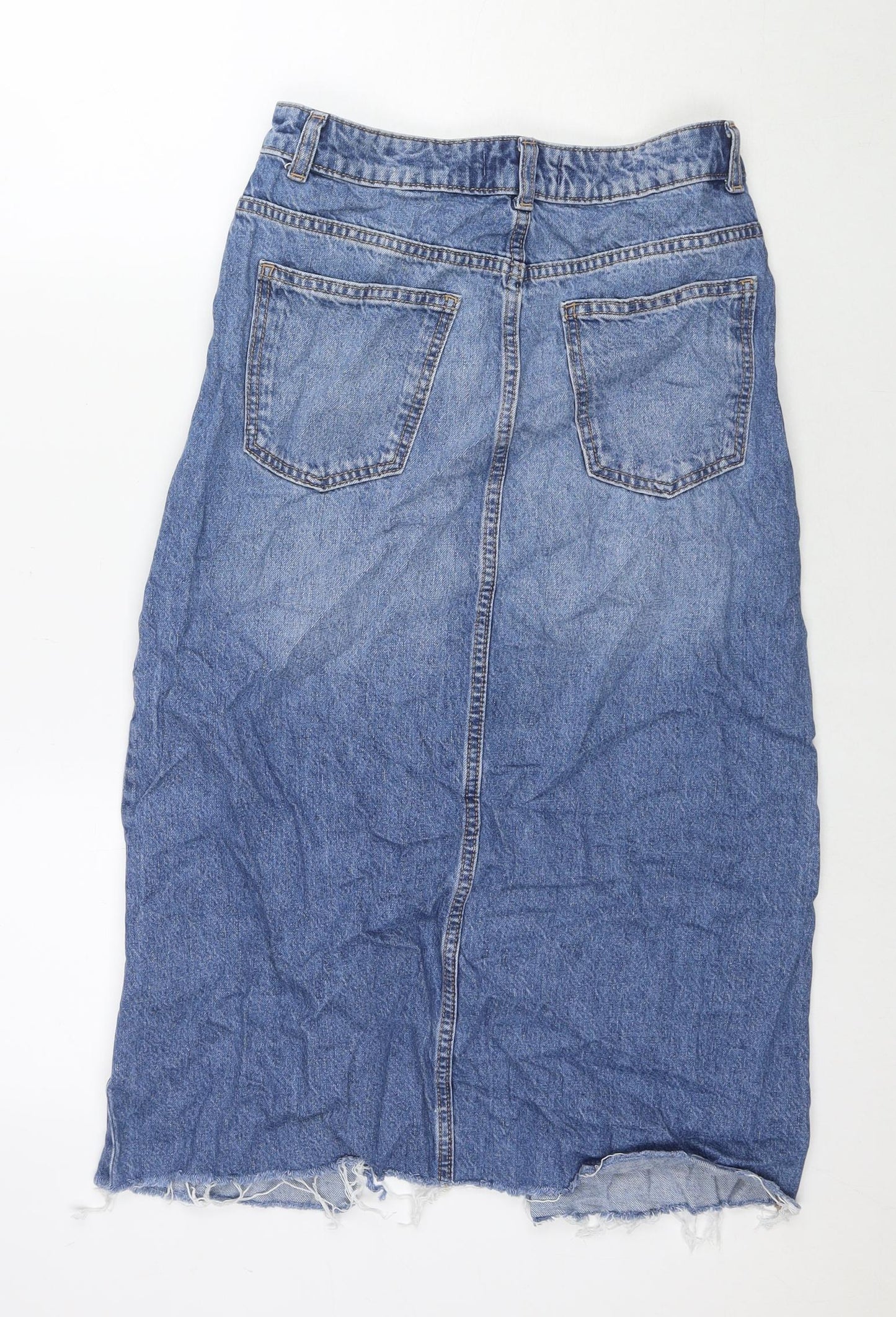 Denim & Co. Womens Blue Cotton A-Line Skirt Size 8 Zip