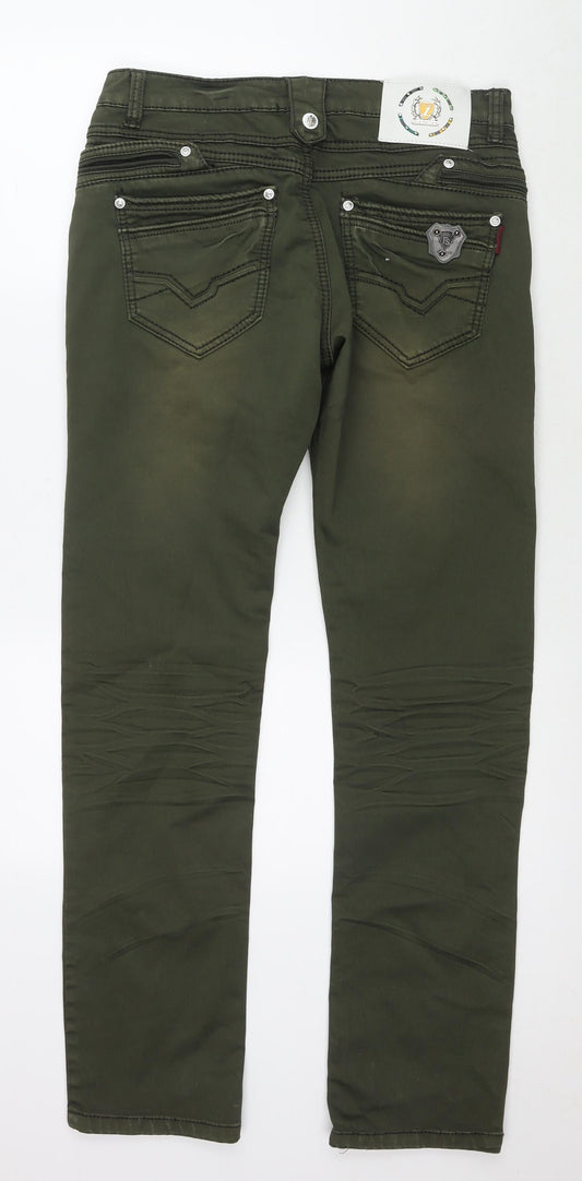 One Hectar Womens Green Cotton Straight Jeans Size 36 in L32 in Regular Zip
