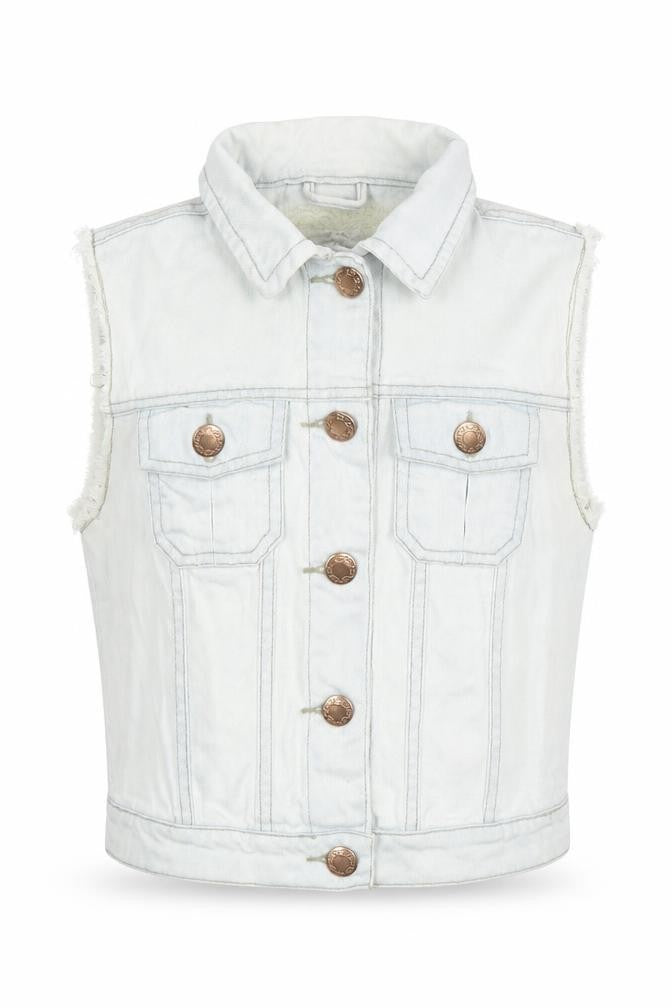 Denim & Co. Womens Blue Gilet Waistcoat Size 6 Button