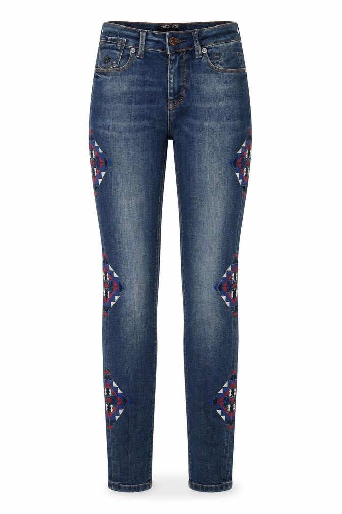Maison Scotch Womens Blue Cotton Skinny Jeans Size 25 in L32 in Regular Zip - Embraided Detail