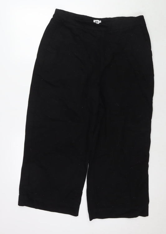 Kiin Womens Black Cotton Wide-Leg Jeans Size 14 L24 in Regular Zip