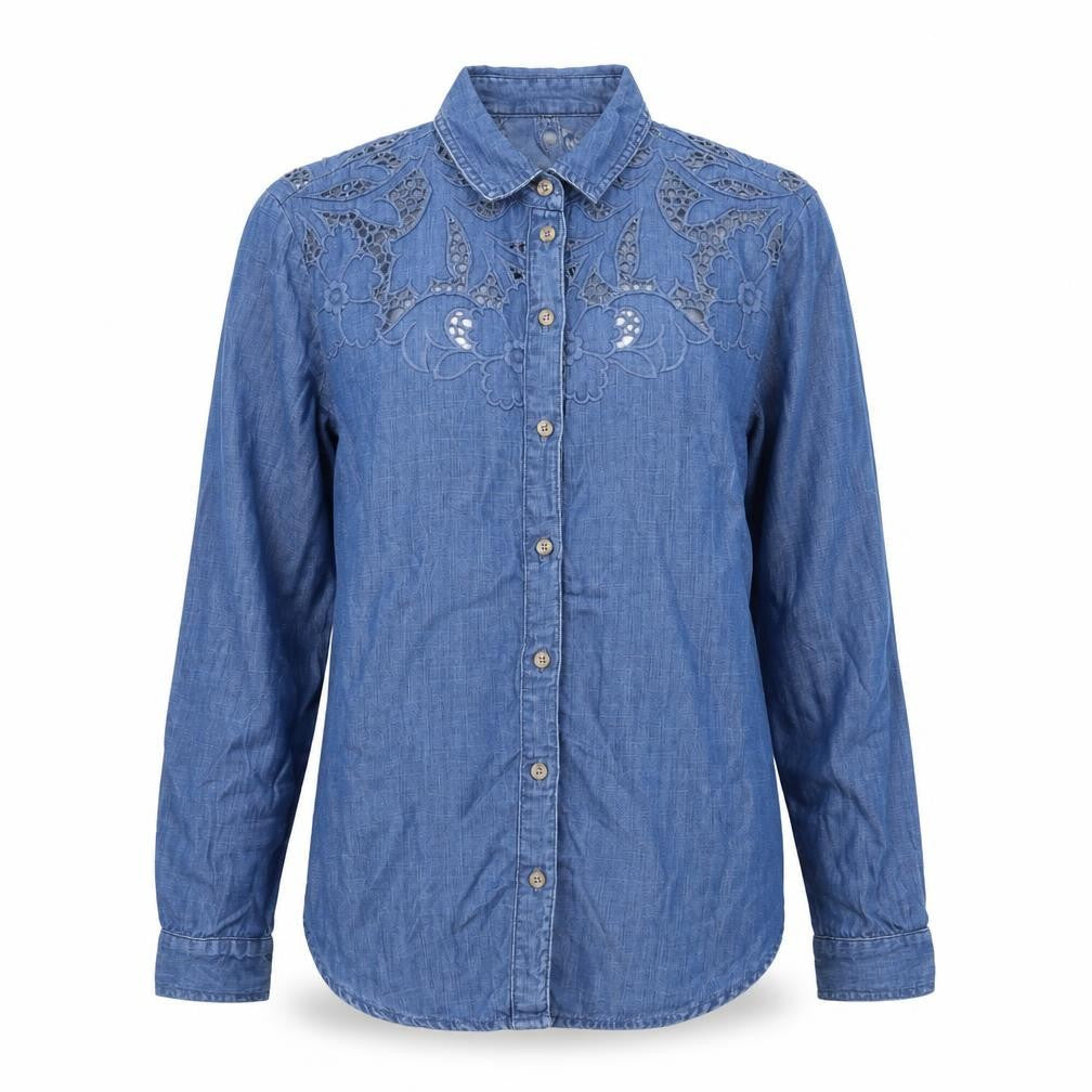 NEXT Womens Blue Lyocell Basic Button-Up Size 6 Collared