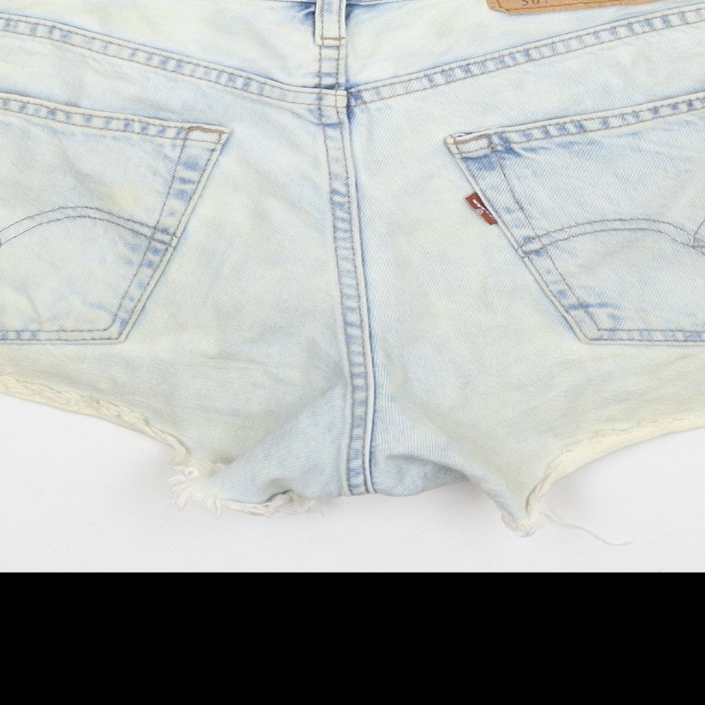 Levi's Womens Blue Cotton Hot Pants Shorts Size 28 in L3 in Regular Zip - Customized Shorts