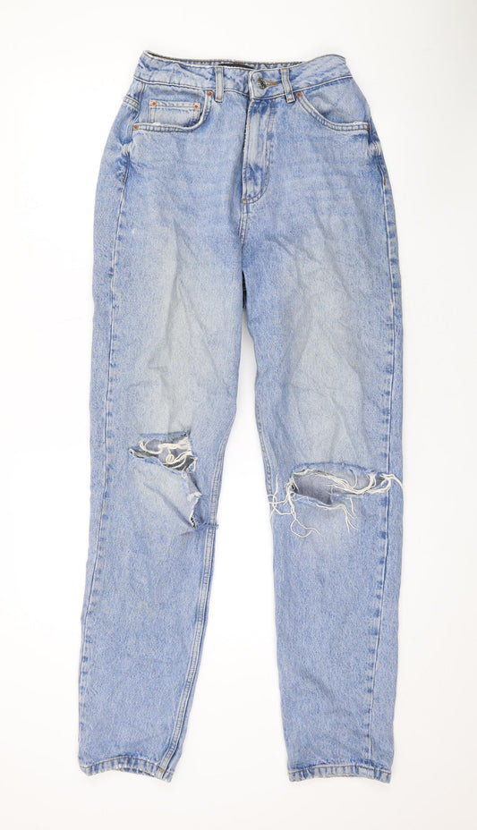 ASOS Womens Blue Cotton Straight Jeans Size 26 L31 in Regular Zip