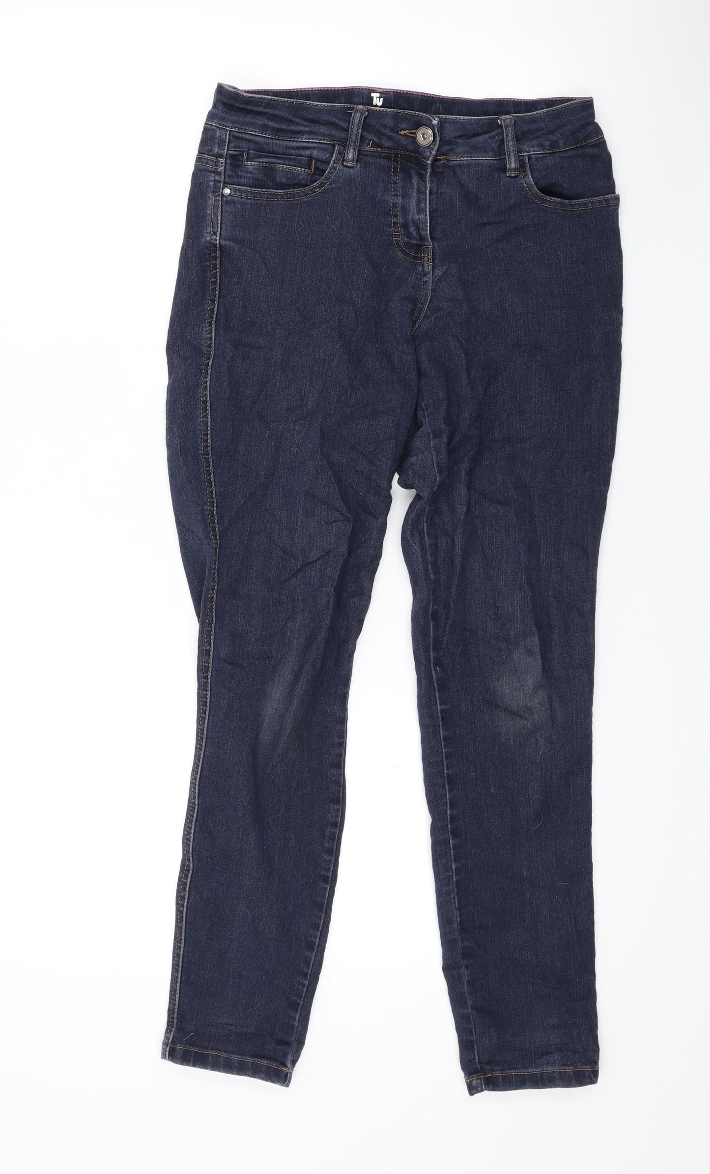 TU Womens Blue Cotton Skinny Jeans Size 10 L27 in Regular Zip