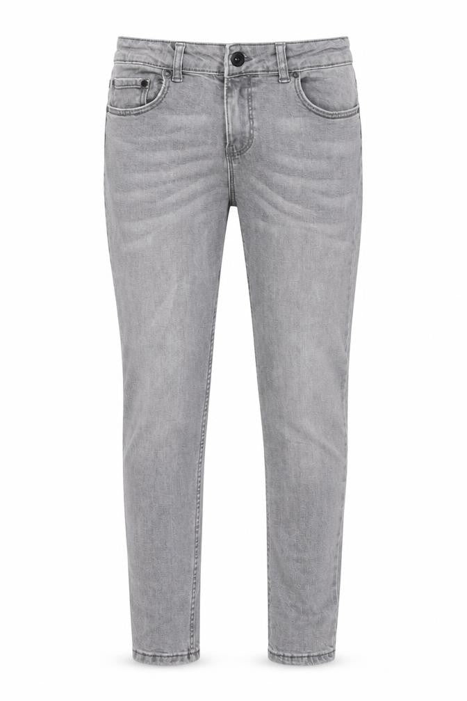 Front view of Denim & Co. girls’ grey cotton skinny jeans, size 11-12, years, 26-inch leg regular zip