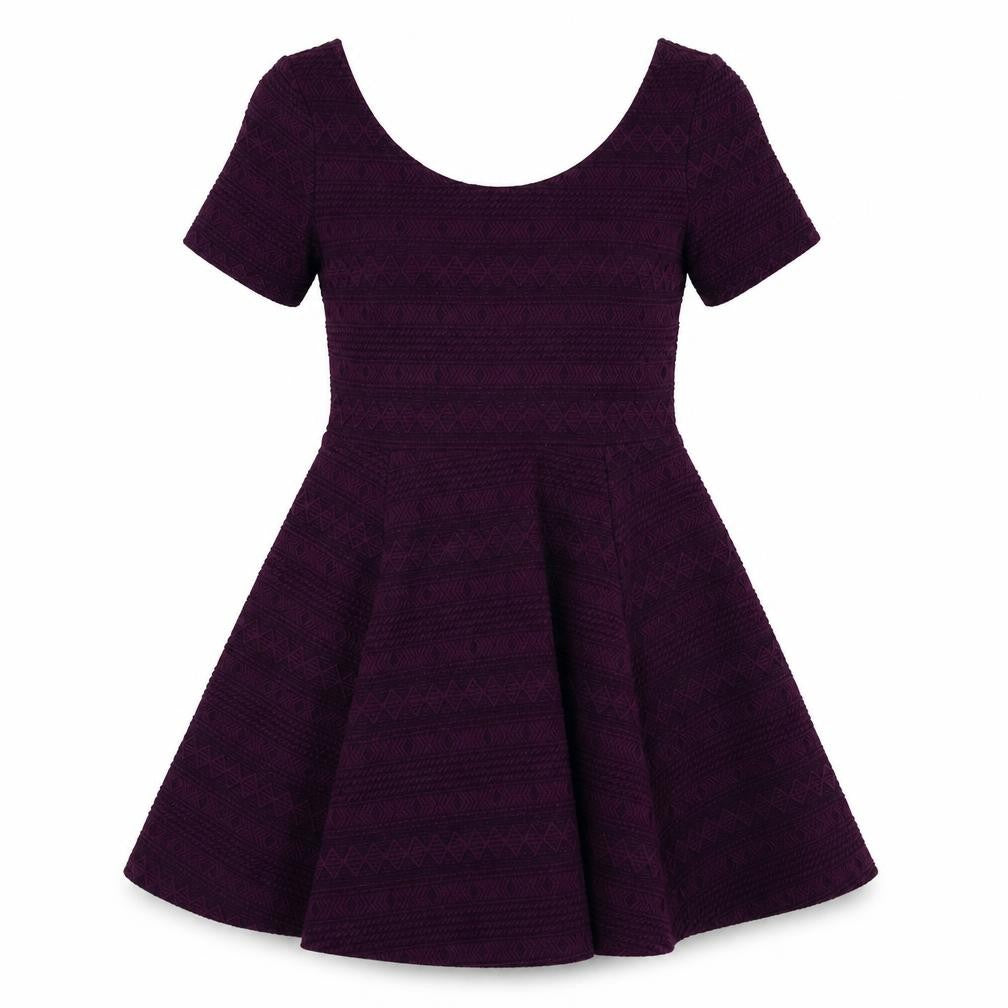 H&M Womens Purple Polyester Skater Dress Size S Scoop Neck Pullover